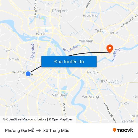 Phường Đại Mỗ to Xã Trung Mầu map