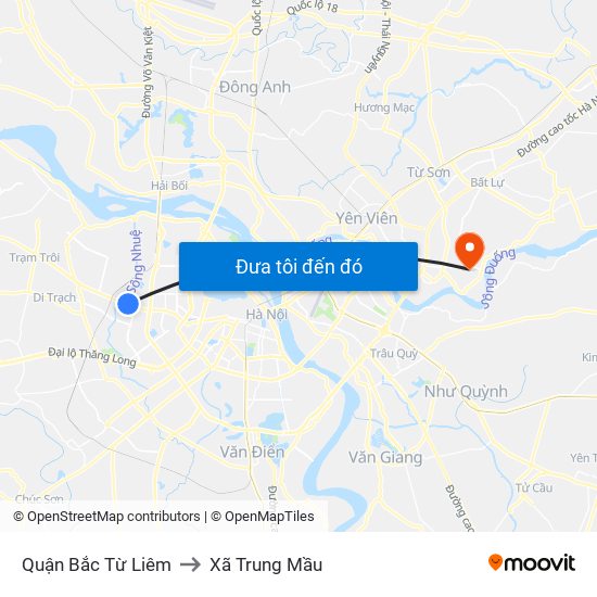 Quận Bắc Từ Liêm to Xã Trung Mầu map