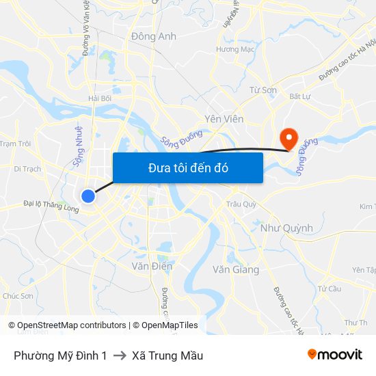 Phường Mỹ Đình 1 to Xã Trung Mầu map