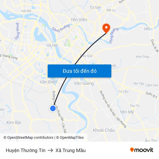 Huyện Thường Tín to Xã Trung Mầu map
