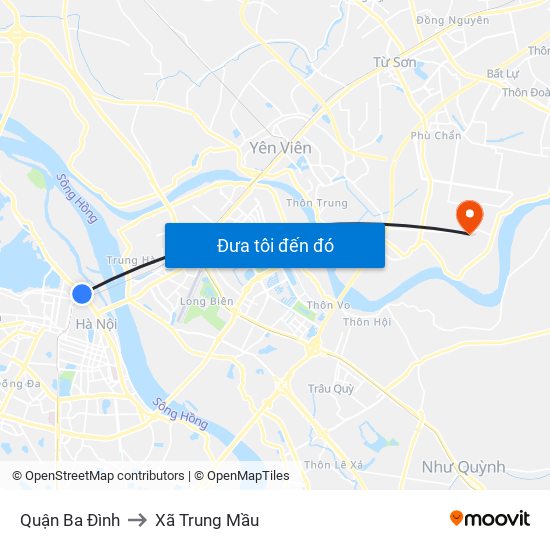 Quận Ba Đình to Xã Trung Mầu map