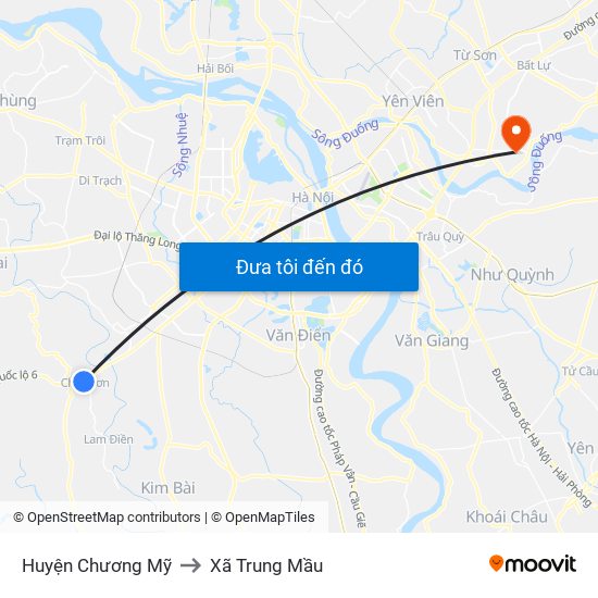 Huyện Chương Mỹ to Xã Trung Mầu map