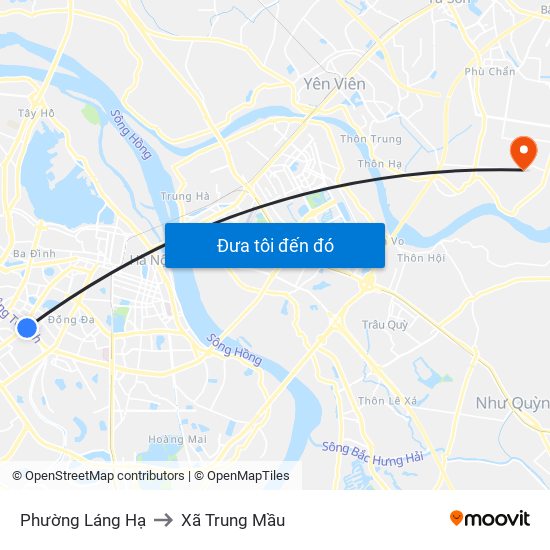 Phường Láng Hạ to Xã Trung Mầu map