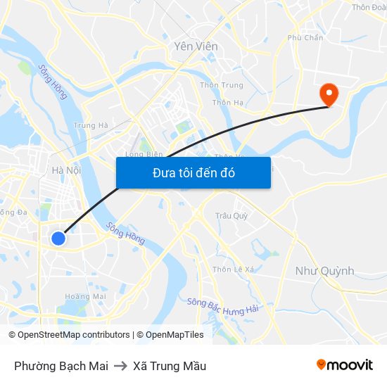 Phường Bạch Mai to Xã Trung Mầu map