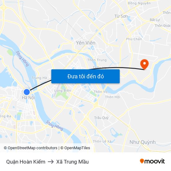 Quận Hoàn Kiếm to Xã Trung Mầu map