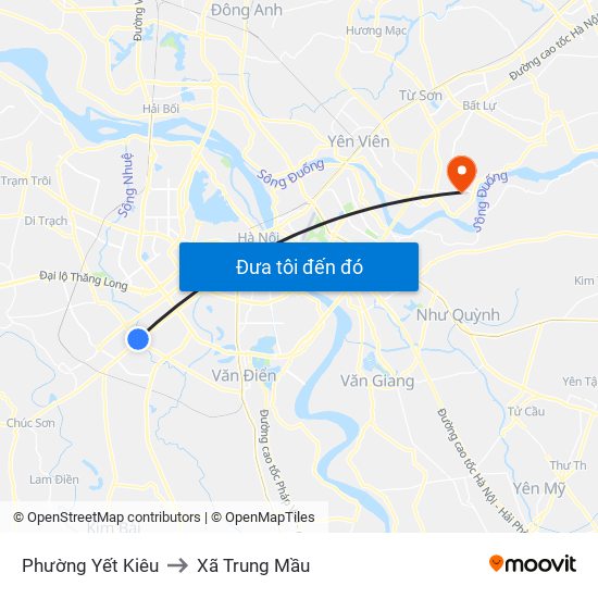 Phường Yết Kiêu to Xã Trung Mầu map