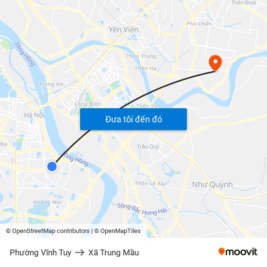 Phường Vĩnh Tuy to Xã Trung Mầu map