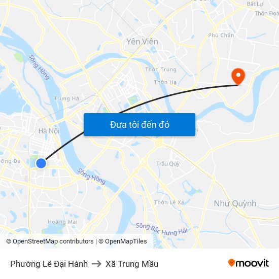 Phường Lê Đại Hành to Xã Trung Mầu map