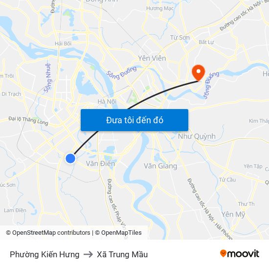 Phường Kiến Hưng to Xã Trung Mầu map
