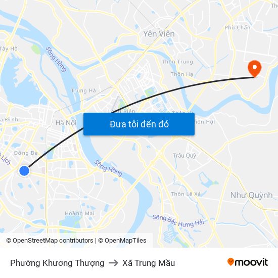 Phường Khương Thượng to Xã Trung Mầu map