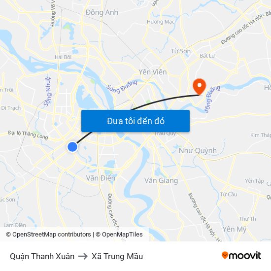 Quận Thanh Xuân to Xã Trung Mầu map
