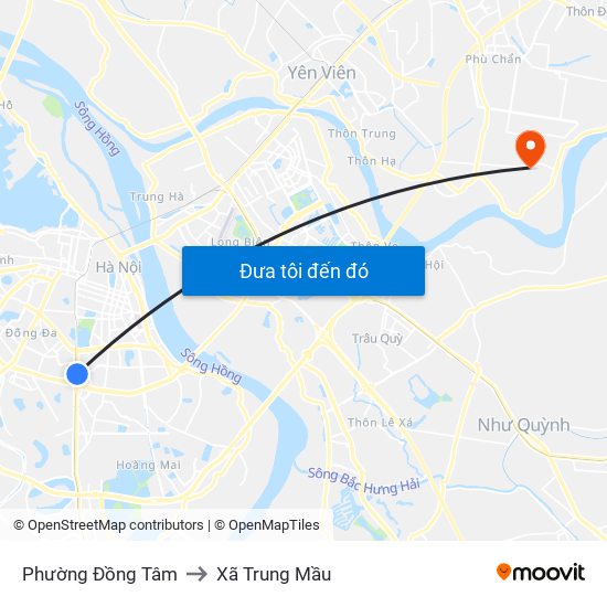Phường Đồng Tâm to Xã Trung Mầu map