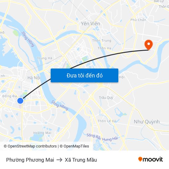 Phường Phương Mai to Xã Trung Mầu map