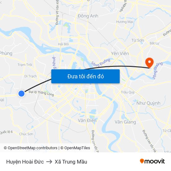 Huyện Hoài Đức to Xã Trung Mầu map