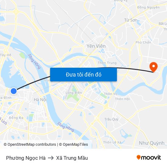 Phường Ngọc Hà to Xã Trung Mầu map