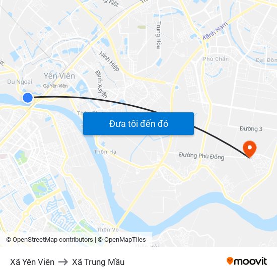 Xã Yên Viên to Xã Trung Mầu map