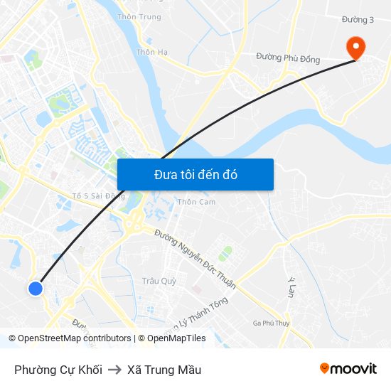 Phường Cự Khối to Xã Trung Mầu map