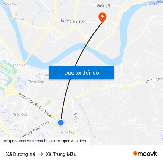Xã Dương Xá to Xã Trung Mầu map