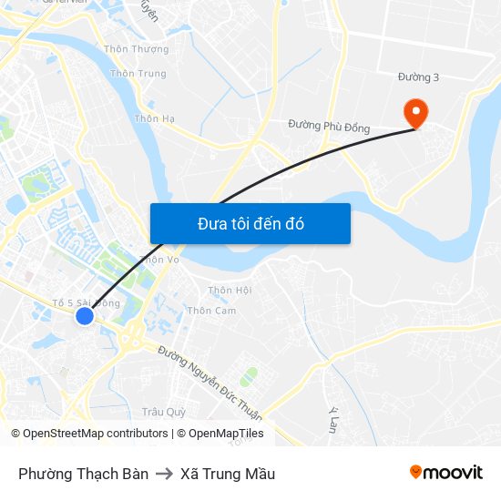 Phường Thạch Bàn to Xã Trung Mầu map