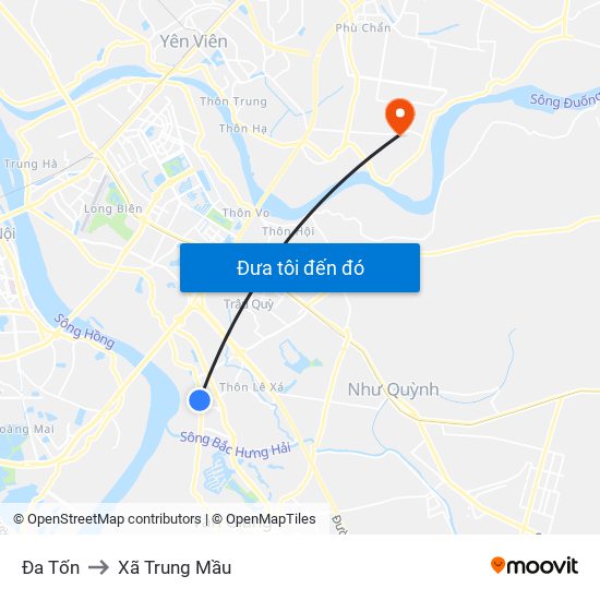 Đa Tốn to Xã Trung Mầu map