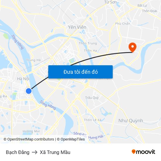 Bạch Đằng to Xã Trung Mầu map