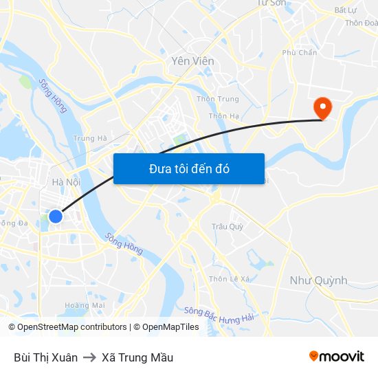 Bùi Thị Xuân to Xã Trung Mầu map