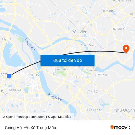 Giảng Võ to Xã Trung Mầu map