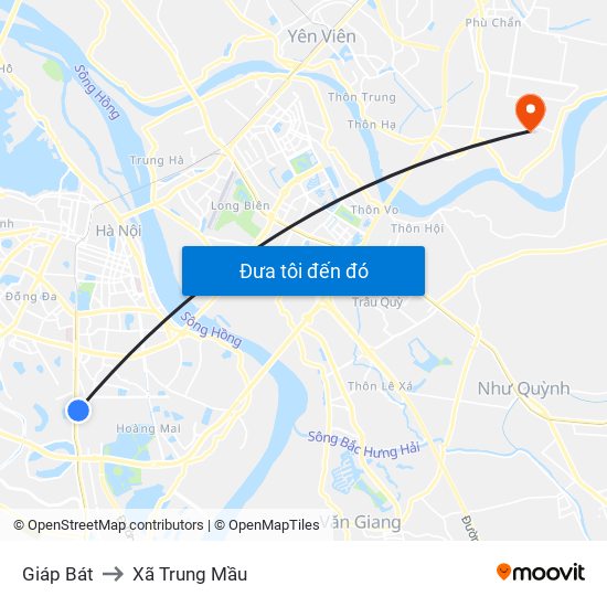 Giáp Bát to Xã Trung Mầu map