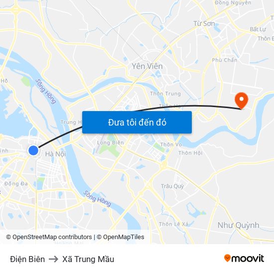 Điện Biên to Xã Trung Mầu map