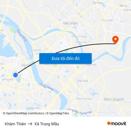 Khâm Thiên to Xã Trung Mầu map