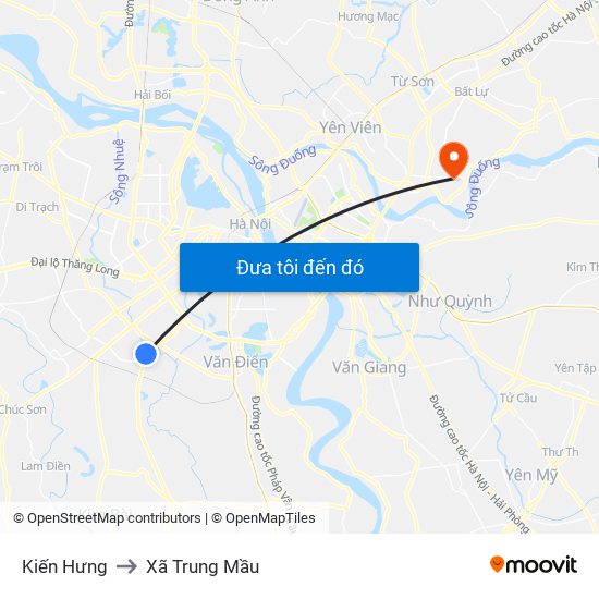 Kiến Hưng to Xã Trung Mầu map