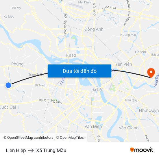 Liên Hiệp to Xã Trung Mầu map