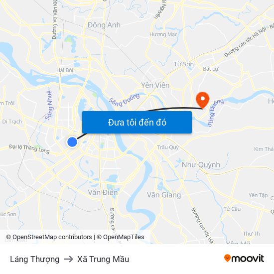 Láng Thượng to Xã Trung Mầu map