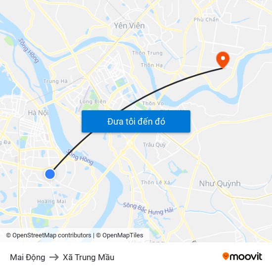 Mai Động to Xã Trung Mầu map