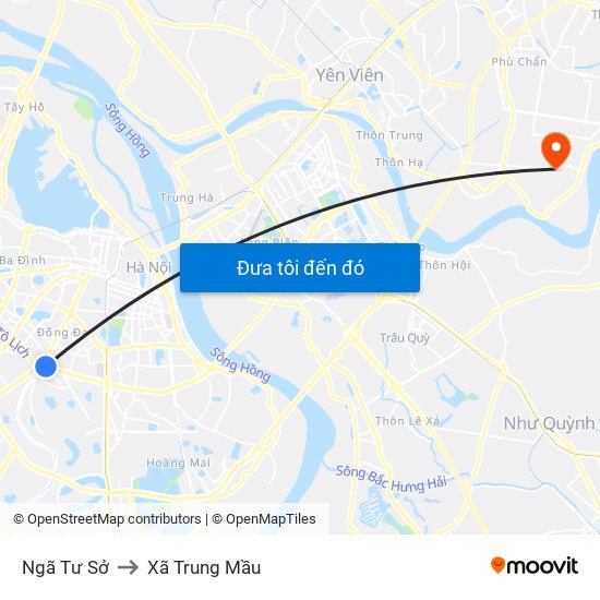 Ngã Tư Sở to Xã Trung Mầu map