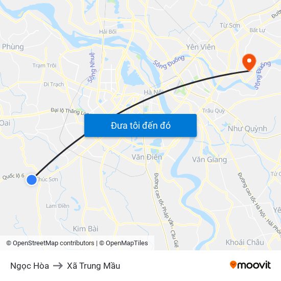 Ngọc Hòa to Xã Trung Mầu map