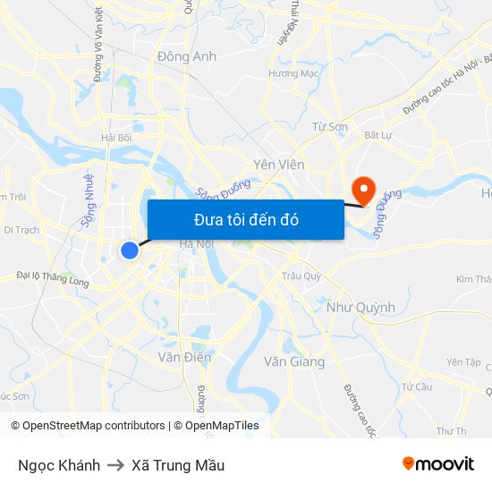 Ngọc Khánh to Xã Trung Mầu map