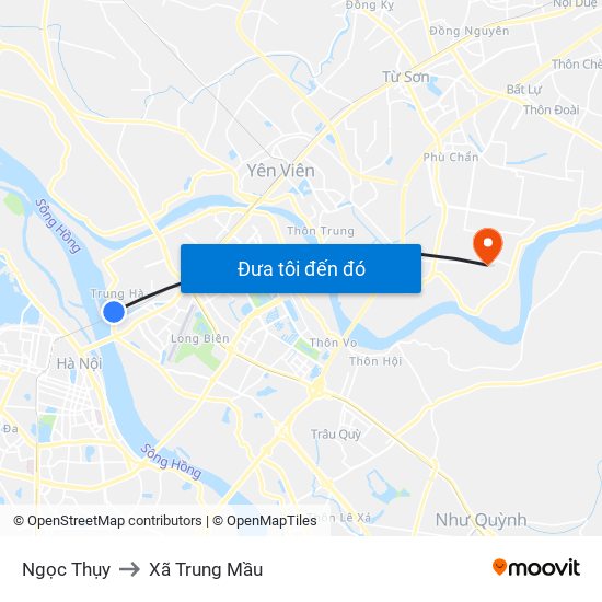 Ngọc Thụy to Xã Trung Mầu map