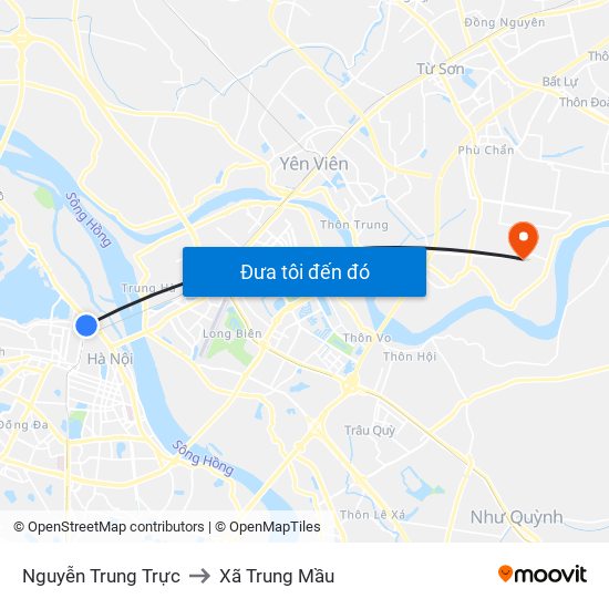 Nguyễn Trung Trực to Xã Trung Mầu map