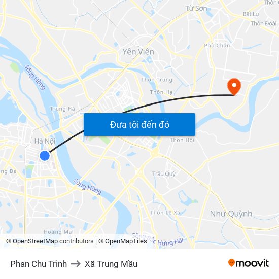 Phan Chu Trinh to Xã Trung Mầu map