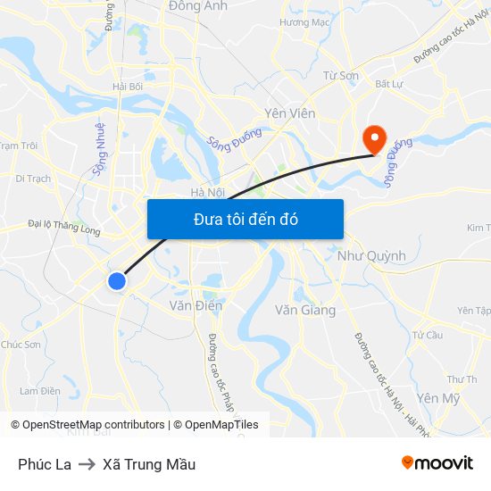 Phúc La to Xã Trung Mầu map