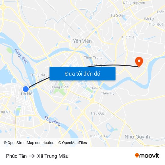 Phúc Tân to Xã Trung Mầu map