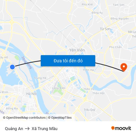 Quảng An to Xã Trung Mầu map
