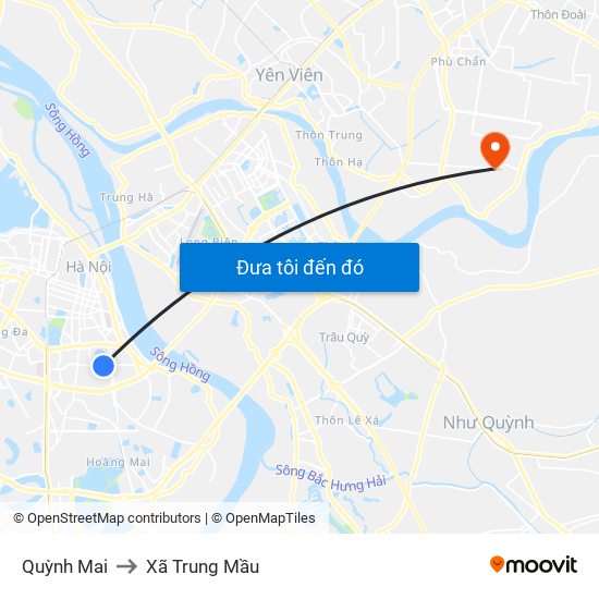 Quỳnh Mai to Xã Trung Mầu map