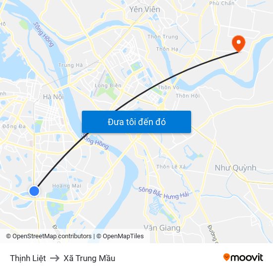 Thịnh Liệt to Xã Trung Mầu map