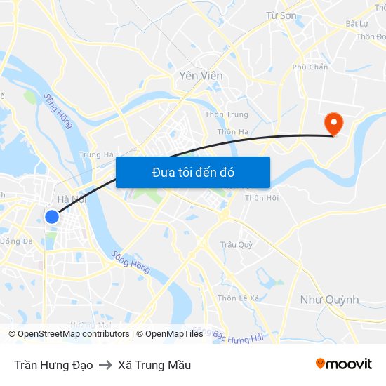 Trần Hưng Đạo to Xã Trung Mầu map