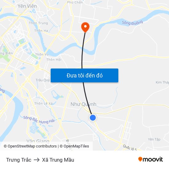 Trưng Trắc to Xã Trung Mầu map