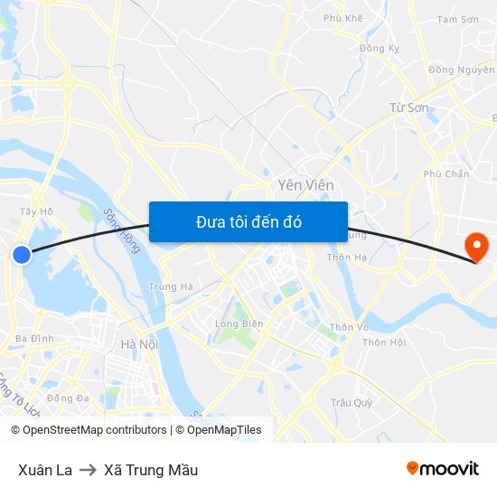 Xuân La to Xã Trung Mầu map