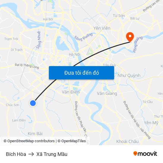 Bích Hòa to Xã Trung Mầu map