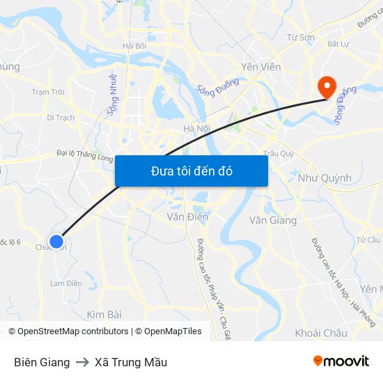 Biên Giang to Xã Trung Mầu map